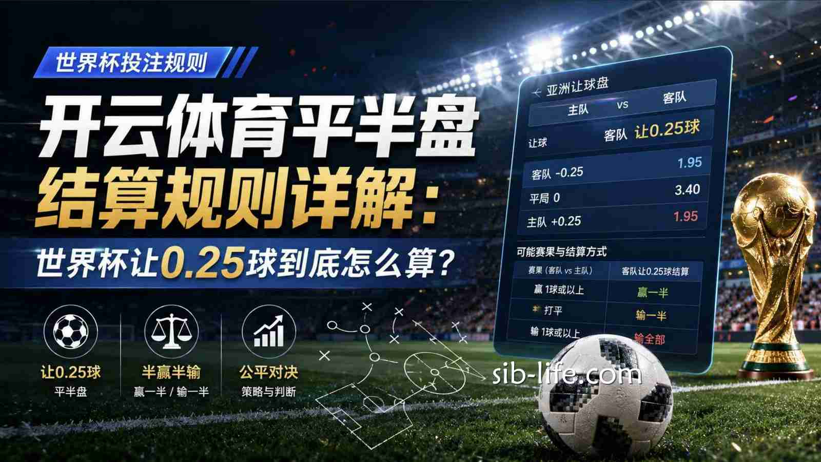 开云体育平半盘结算规则详解：世界杯让0.25球到底怎么算？
