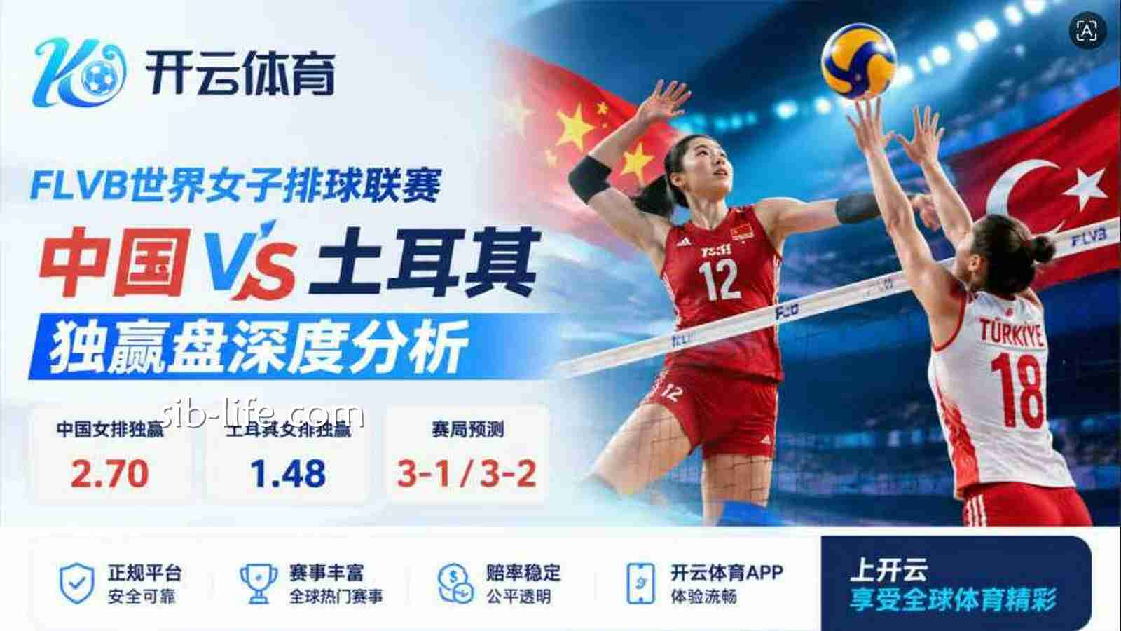 开云体育中国VS土耳其独赢盘预测 |  FLVB女排对决投注分析
